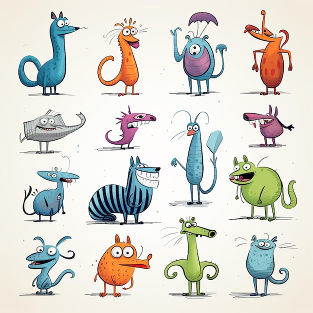 Photo a character designs whimsical animals in the style of comic artists