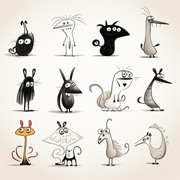 Photo a character designs whimsical animals in the style of comic artists