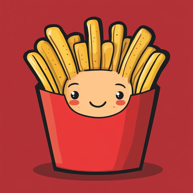 Character french fries chibi illustration design