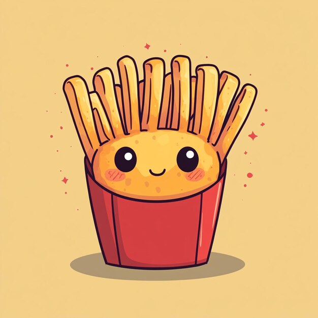 Character french fries chibi illustration design