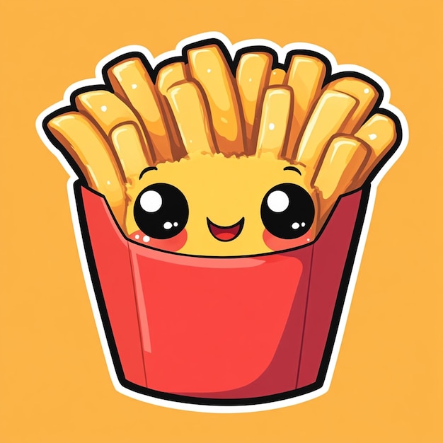 Character french fries chibi illustration design