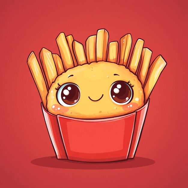 Character french fries chibi illustration design