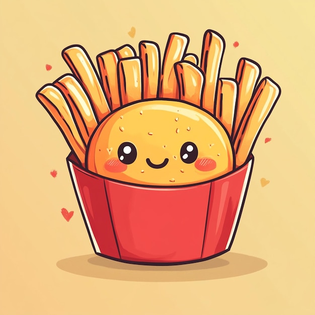 Photo character french fries chibi illustration design