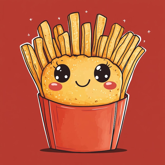 Character french fries chibi illustration design