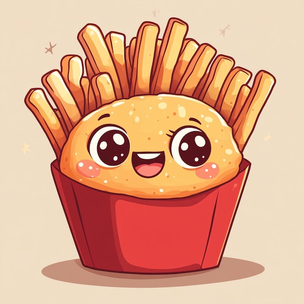 Character french fries chibi illustration design