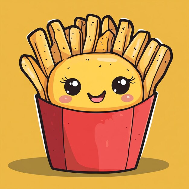 Character french fries chibi illustration design