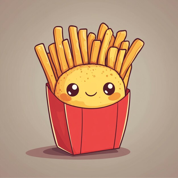 Character french fries chibi illustration design