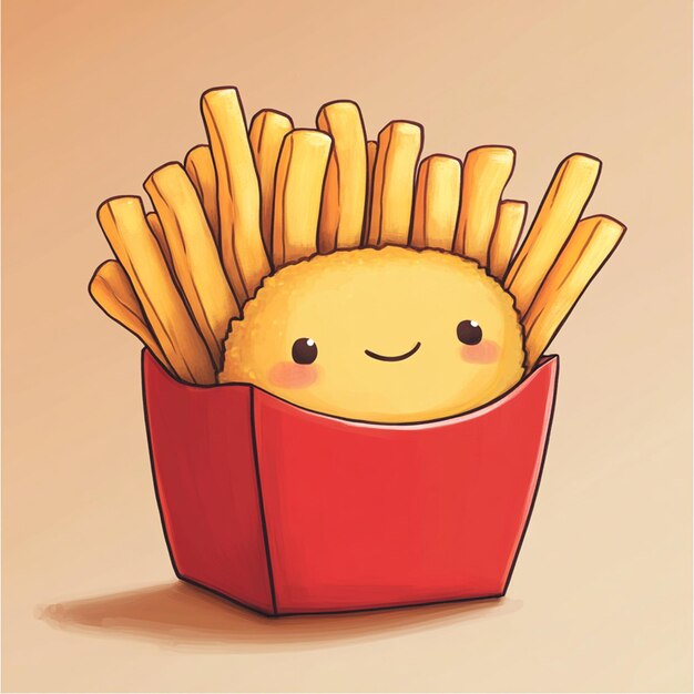 Character french fries chibi illustration design