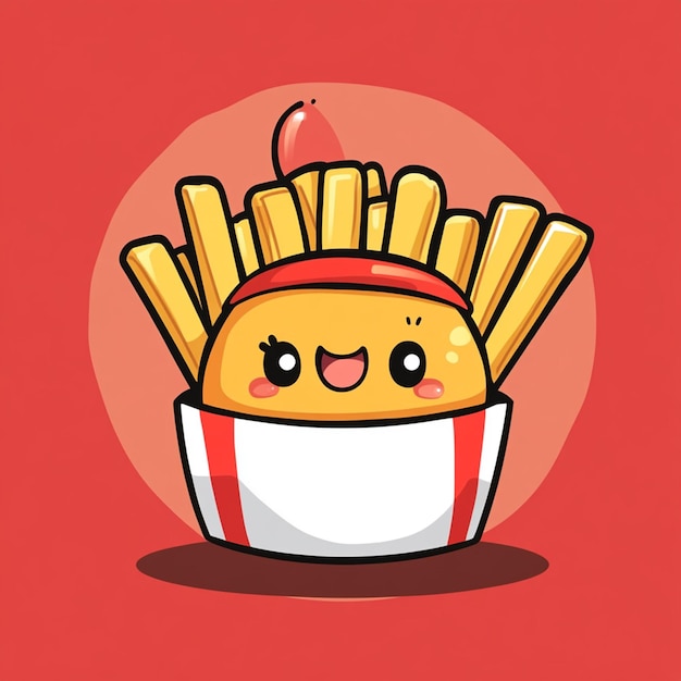 Photo character french fries chibi illustration design