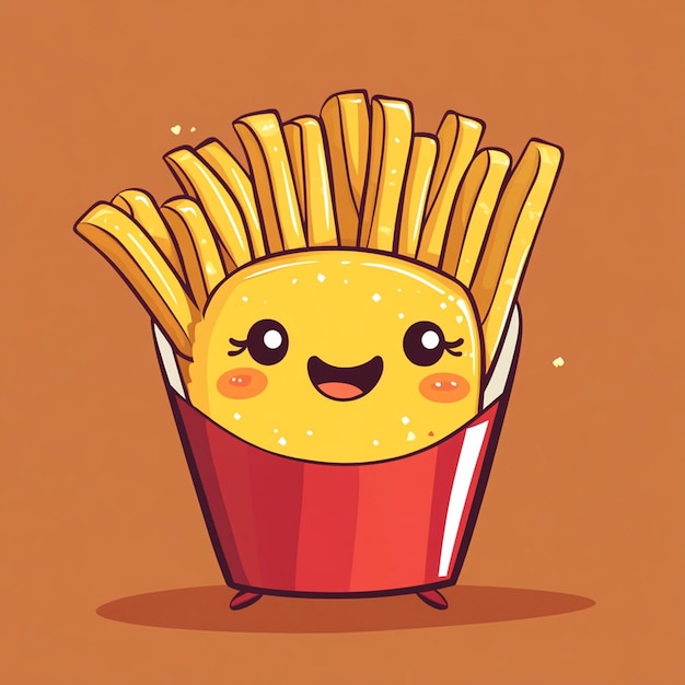 Character french fries chibi illustration design