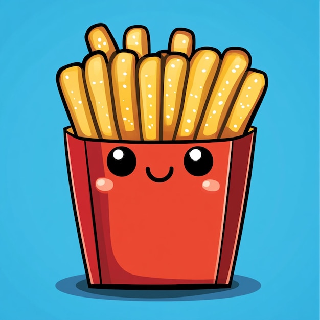 Photo character french fries chibi illustration design