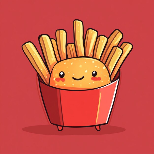 Character french fries chibi illustration design