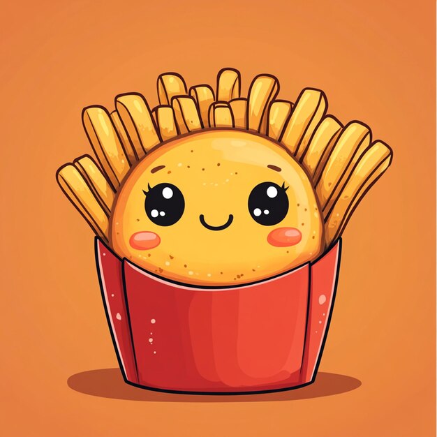 Character french fries chibi illustration design