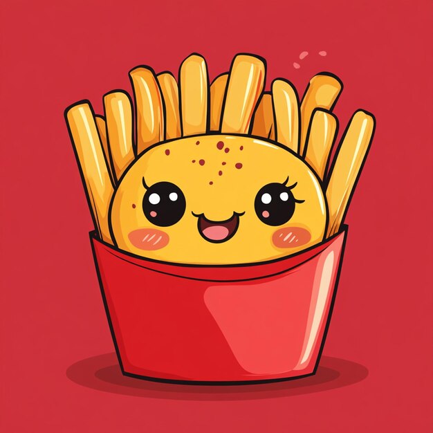 Character french fries chibi illustration design