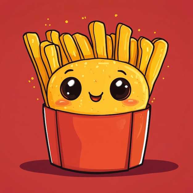 Character french fries chibi illustration design