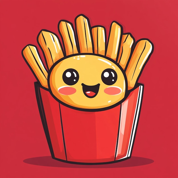 Character french fries chibi illustration design