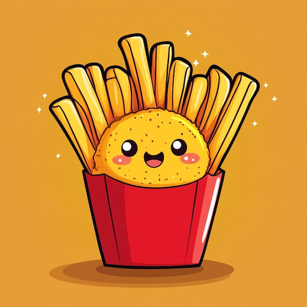 Character french fries chibi illustration design