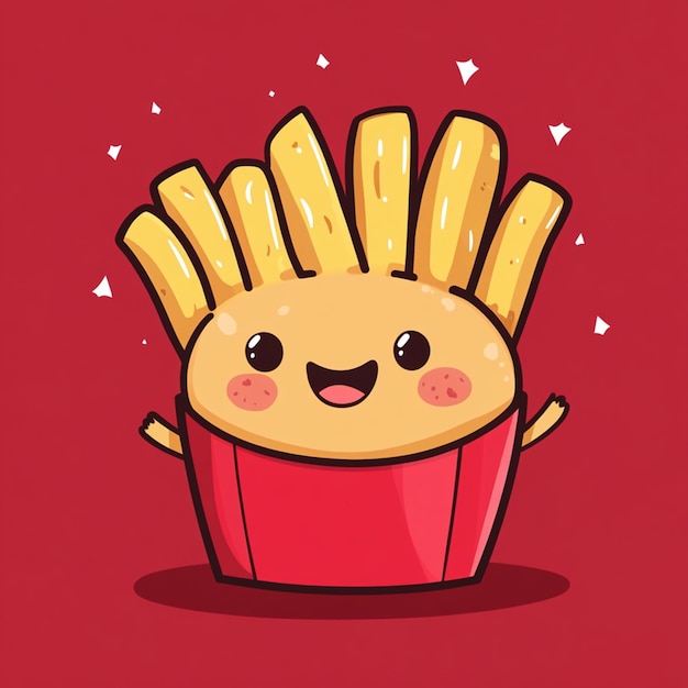 Photo character french fries chibi illustration design