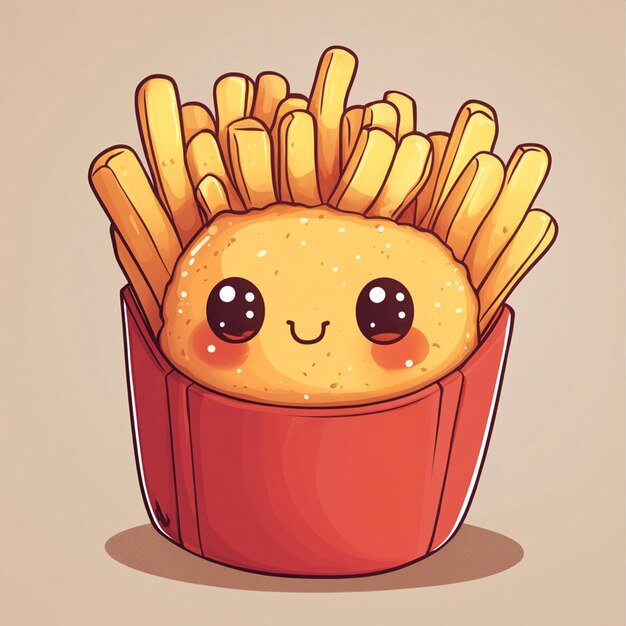 Photo character french fries chibi illustration design