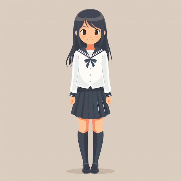 character high school student in school uniform vector illustration