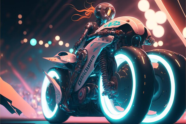 A character is riding a motorcycle with the word honda on the front.