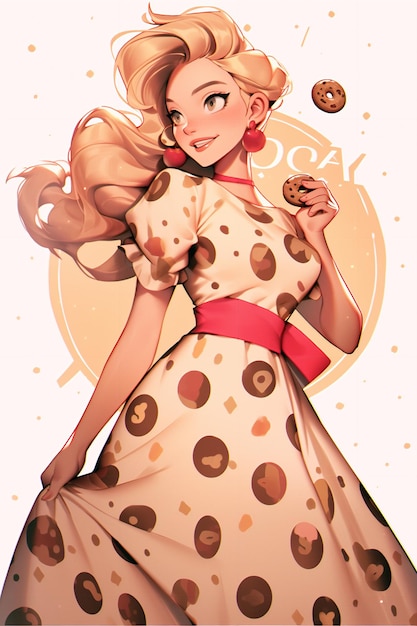 Character Model Sheets Whimsical Illustrations of Girls in Dessert Themed Outfits and Treats