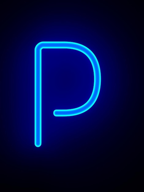 Character P on dark background 3D illustration