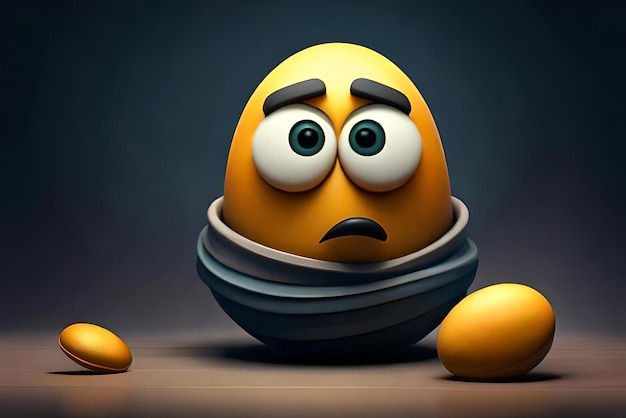 character sad emoji concept in dark background 3d cartoon style