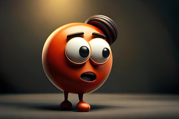 character sad emoji concept in dark background 3d cartoon style