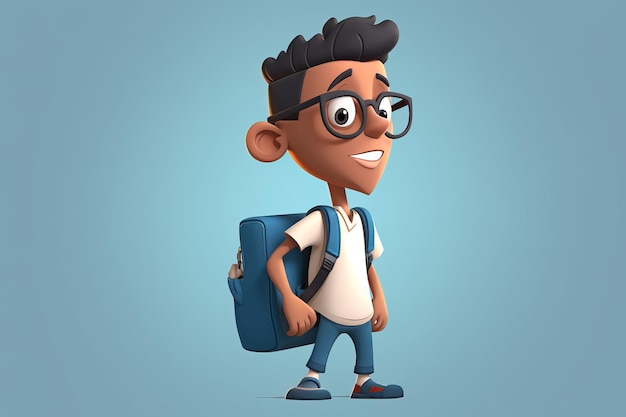 A character for a schoolboy with glasses and a backpack