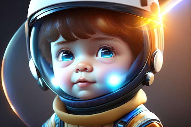 A character of a space suit with a helmet and a light in the center.