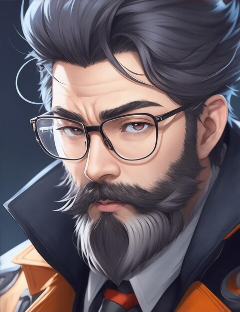 A character with glasses and a beard wearing glasses Generative AI