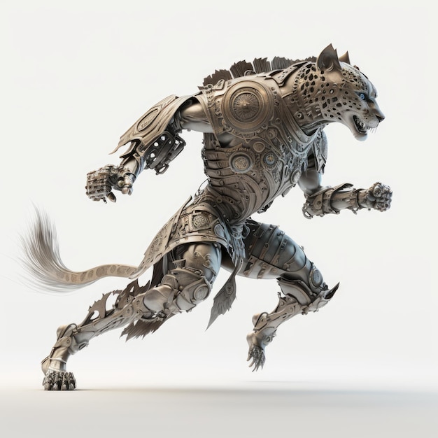 A character with a metal armor and a wolf on it.