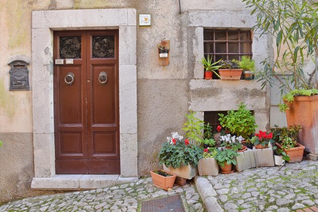 A characteristic house in the historic district of veroli a medieval village in lazio in italy