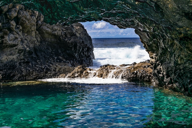 Charco azul volcanic cavern, El Hierro, Canary islands, Spain