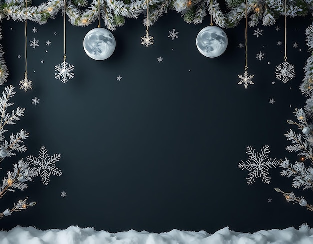 Charcoal Backdrop Adorned With Frosted Silver Stars Crystal Moons Hang Gently Above Framed by Deli