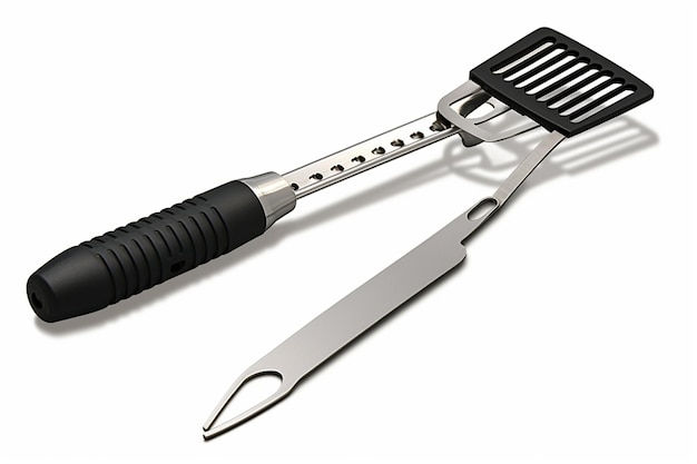 Charcoal grill barbecue fork spatula and bbq