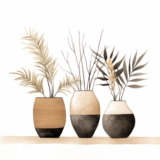 Photo charcoal vases illustration