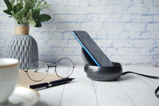 Charging Smartphone using Wireless Charging Pad top view