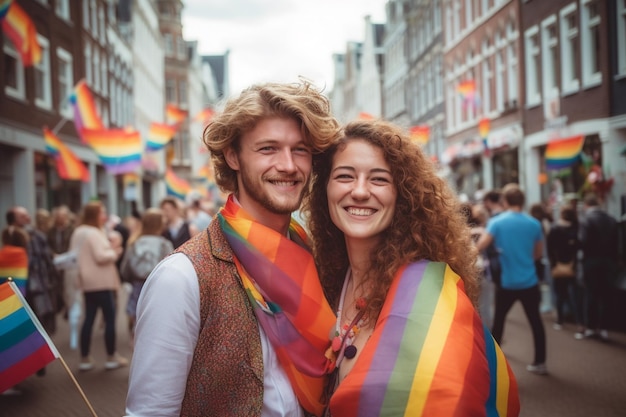 Charismatic Friends at LGBTQ Pride Parade in Amsterdam Amsterdam Pride Celebration