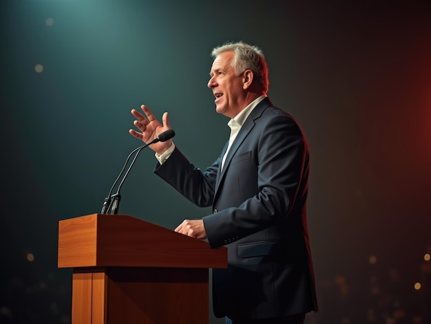 A Charismatic Politician Captivates the Crowd with a Powerful and Inspiring Speech