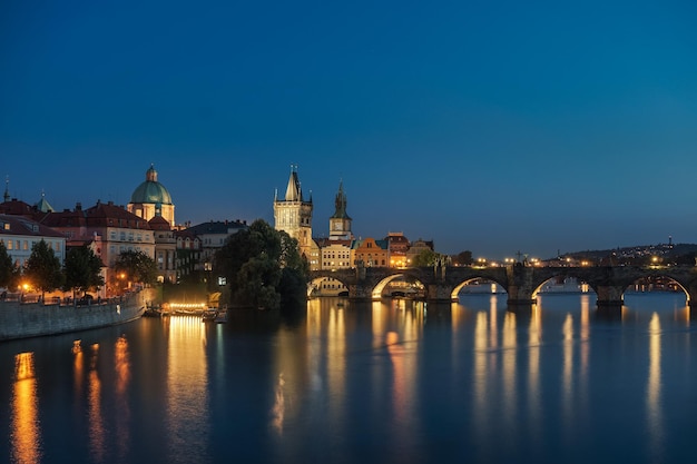 Charles bridge in Prague at night