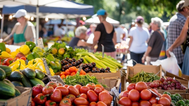 Photo the charm of summer farmers39 markets bustling with vendors selling fresh produce handmade goods and delicious local delicacies