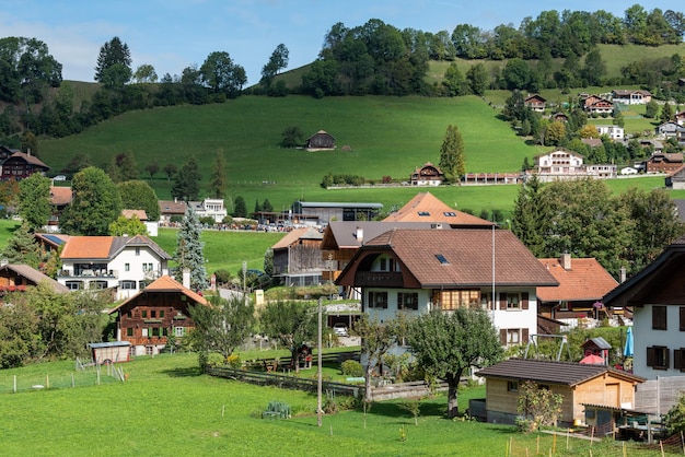 Charmey village is near Gruyeres village in the Fribourg zone Switzerland