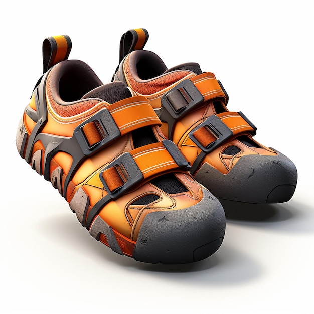 Charming 3D Cartoon Rock Climbing Shoes on White Background