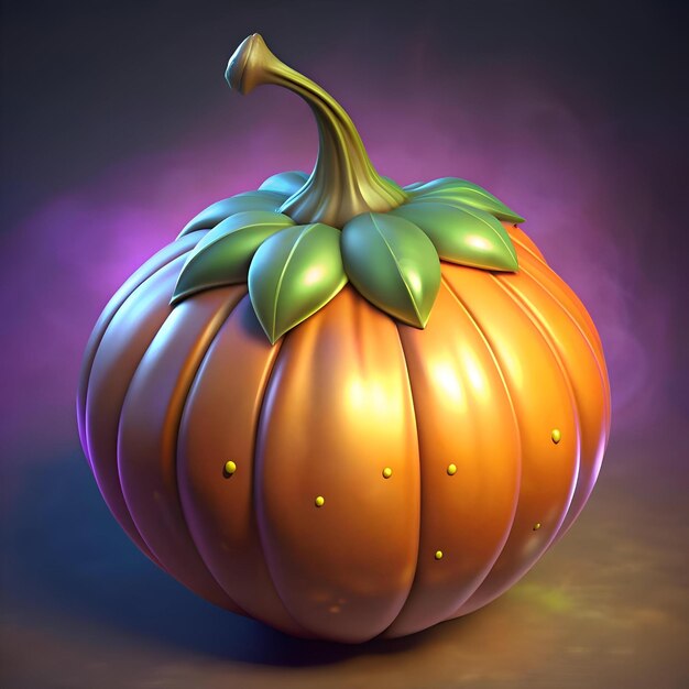 A charming 3D illustration of an acorn squash perfect for autumnal projects and festive designs