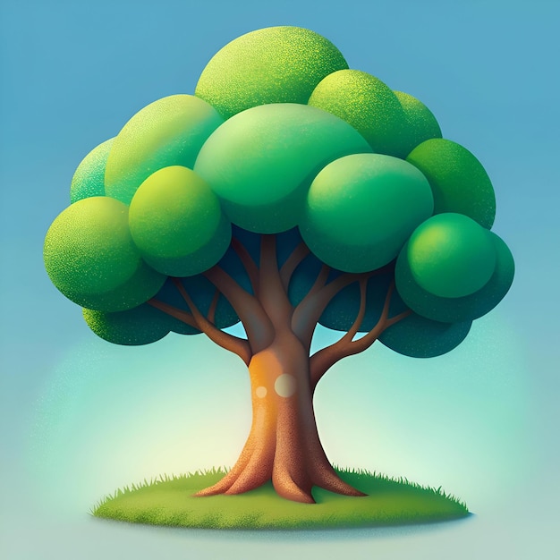 Photo a charming 3d illustration of a cartoon style catalpa tree perfect for adding a touch of playful nature to your designs