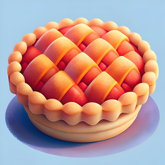 A charming 3D illustration of a delicious pie perfect for adding a touch of sweetness to your designs