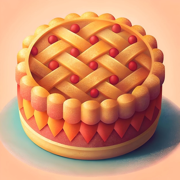 A charming 3D illustration of a delicious pie perfect for adding a touch of sweetness to your designs