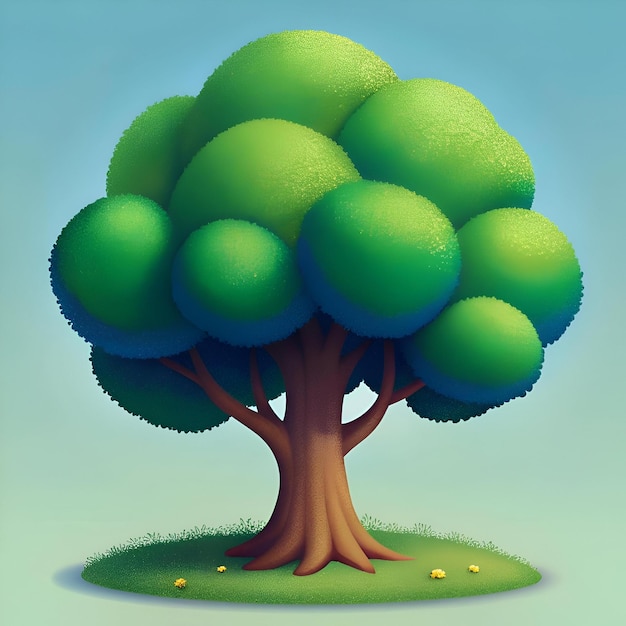 A charming 3D illustration of a stylized poplar tree with a rounded cartoonish aesthetic